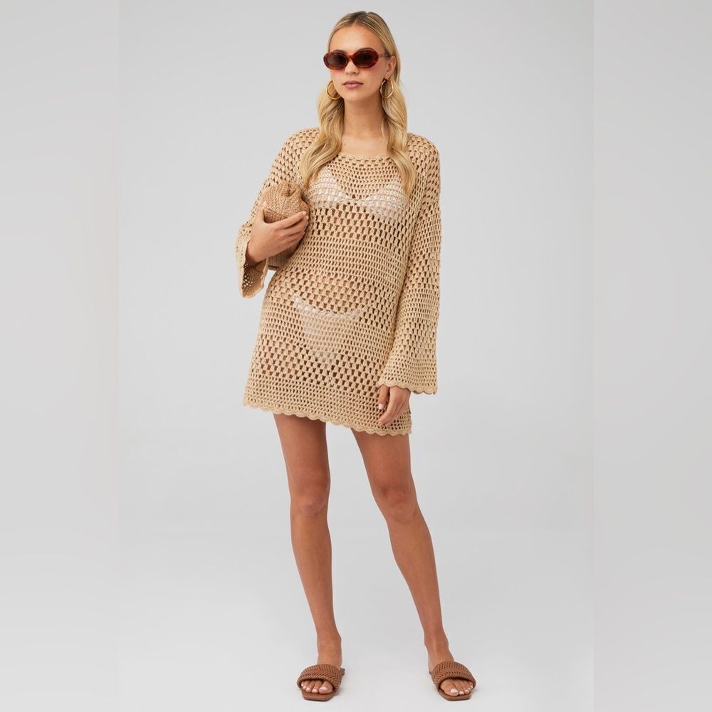 Show Me Your Mumu Women's Paula Crochet Pullover in Latte Size XS